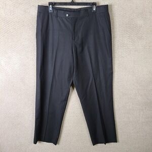 Tazio Pants Mens 38 (35x30)‎ Black Wool Dress Trouser Flat Front Made In Italy